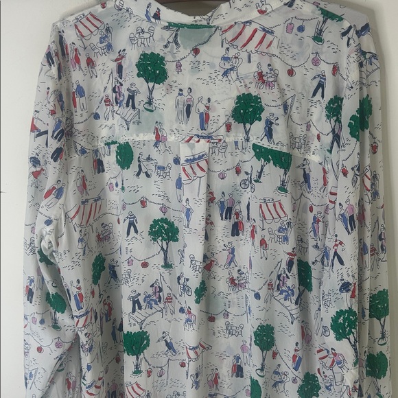 BODEN Sienna Silk Shirt Ivory Paris Scene Size 20-22R - Picture 12 of 15